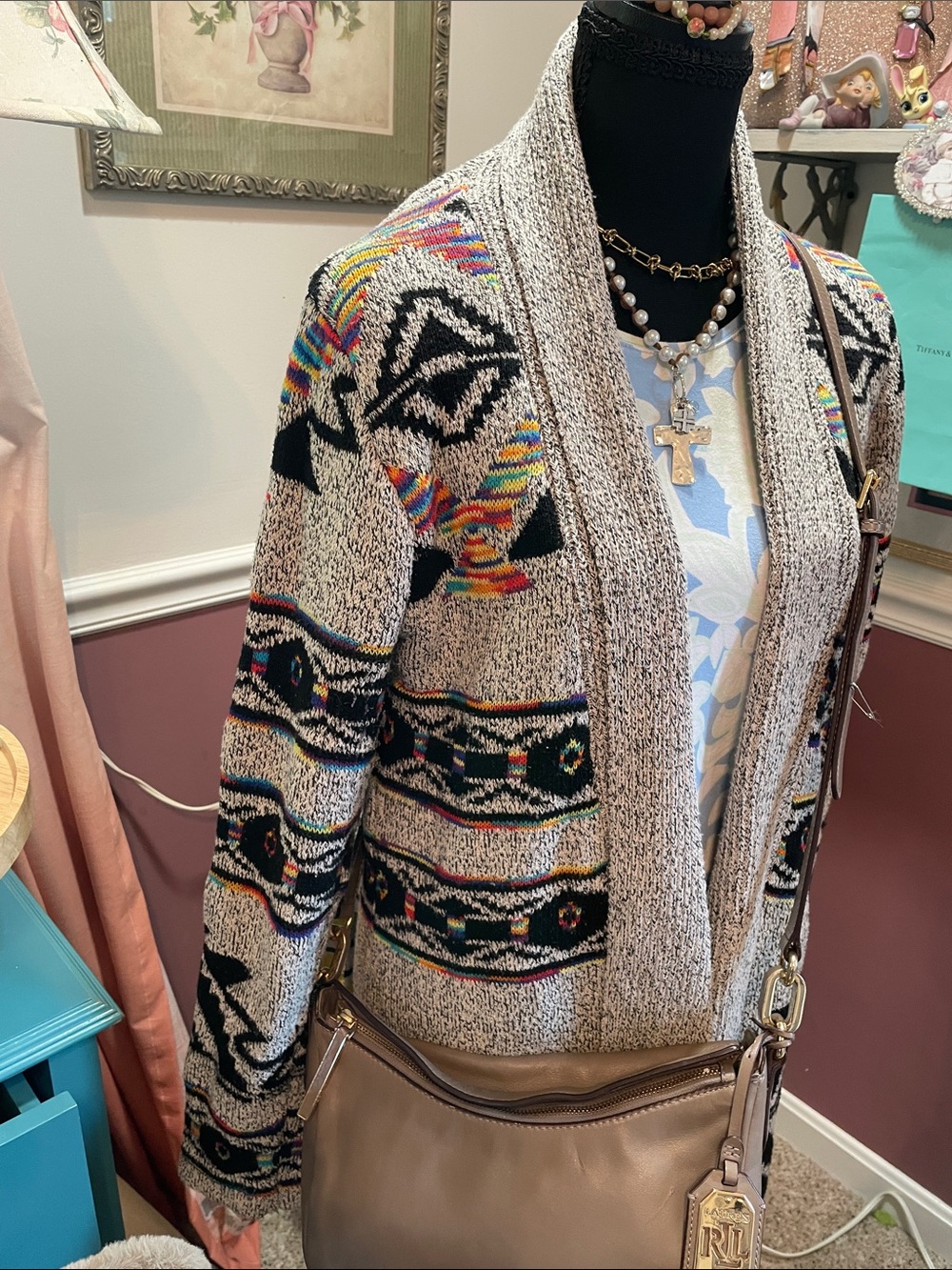 Northern Angel Lightweight open front Cardigan Multi Color Aztec